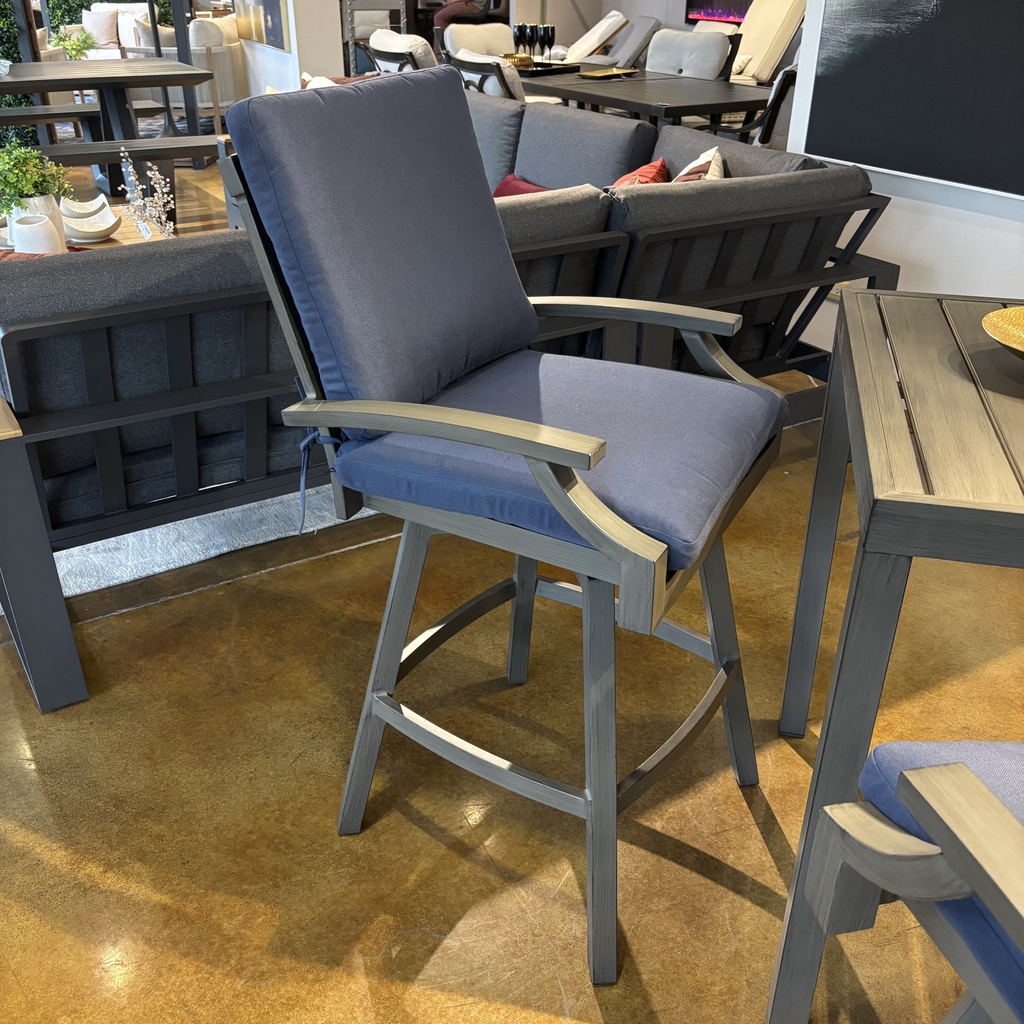 SILLA BAR MARTINIQUE GRIS COJIN AZUL HAI16BC067A-P3016