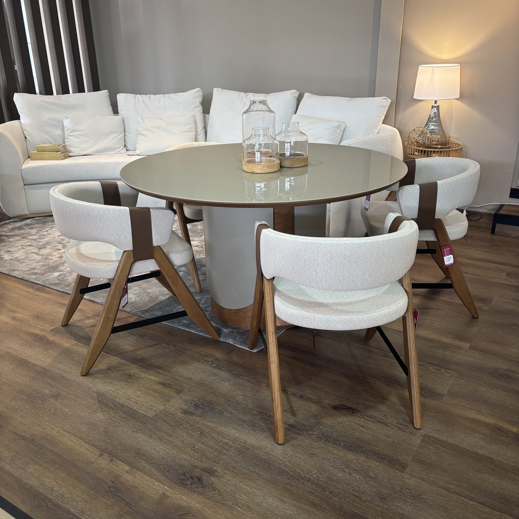 MESA COMEDOR CORA COLOR ALMENDRA Y FENDI Ø137X77 SULMSA1220 