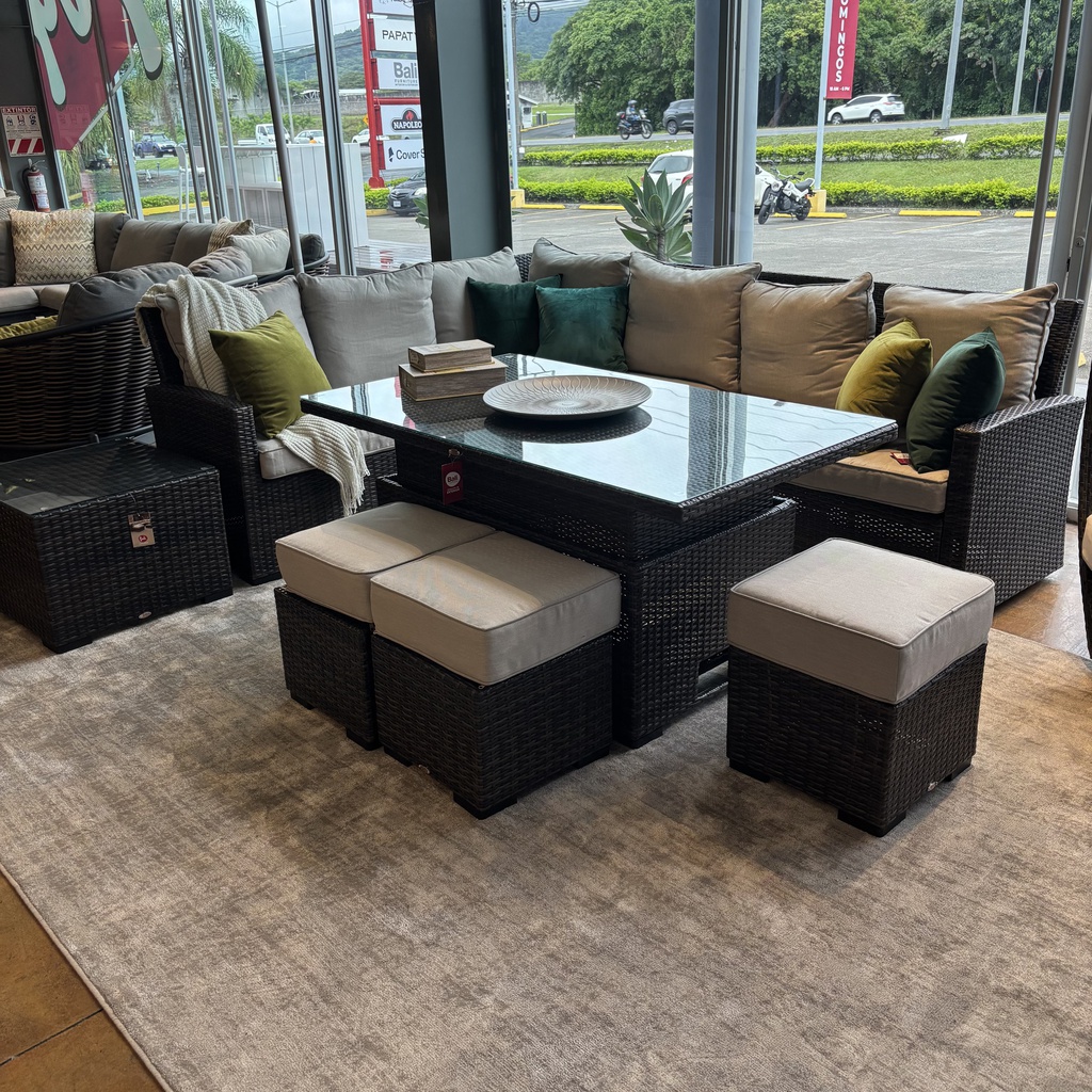 SOFA EN L CON MESA AJUSTABLE 3 OTO CAFE MIXTO HAI12C053A-W-LS-3D-1