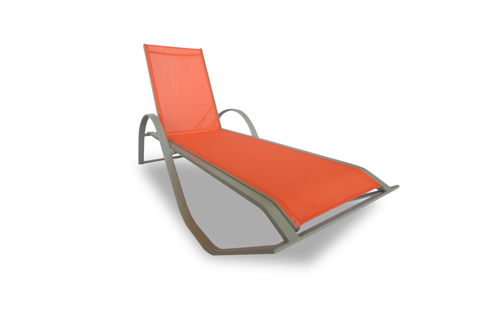 Asoleadora Balu Long Beach estructura gris, sling naranja (Garantía: 1 año en estructura y 3 meses en sling, contra defecto de fabrica) (Mueble exterior) Uso residencial