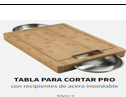 TABLA DE MADERA CON TAZONES DE ACERO INOXIDABLE NAP70012