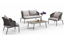 SET SOFA DOBLE 2 INDIVIDUALES  DELFOS GRIS MESA CENTRO 