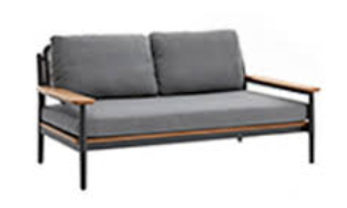 SOFA DOBLE RUGBY NEGRO COJIN GRIS J5AKC8603N11ROP