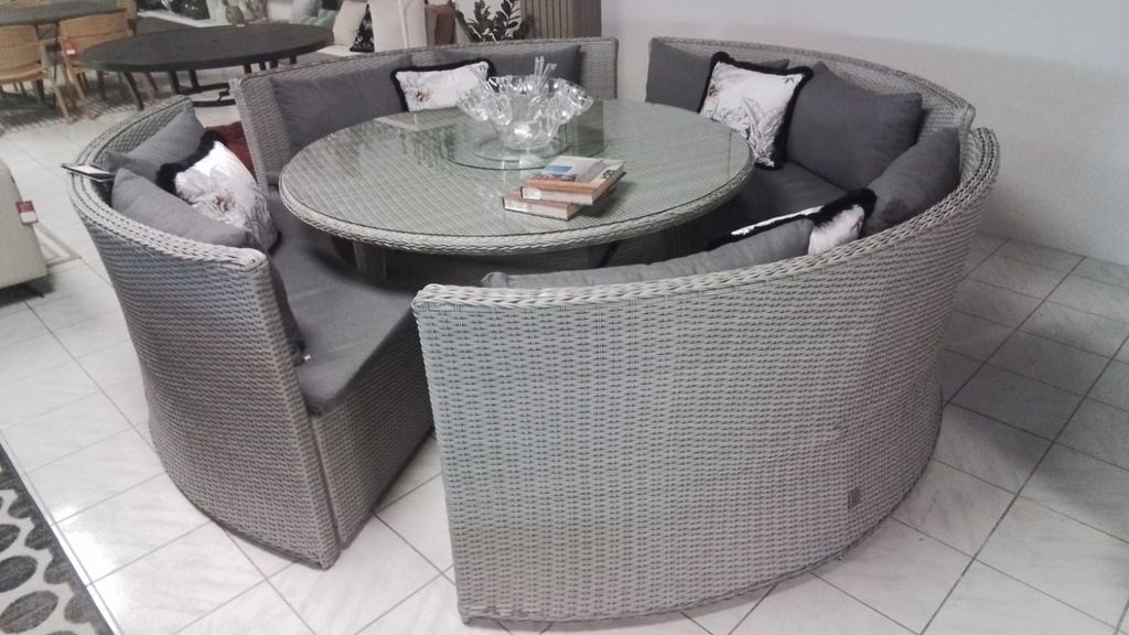 SET COMEDOR CAFE CLARO MESA 160CM Y CUATRO BANCAS HAI11C057A-W-D 