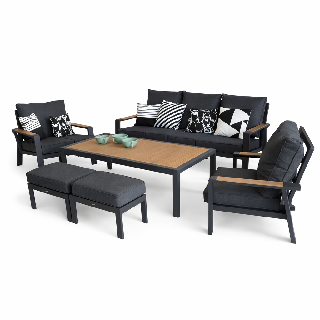 SET SOFA TRIPLE 1 SOFA DOBLE 2 SOFAS INDIVIDUALES CON MESA CENTRO HAI22C144A-CLB-KD-C -3D-PE67086