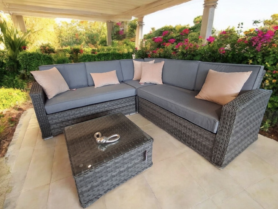 SOFA EN L GRIS CON MESA DE CENTRO HAI11C101A-L-GREY