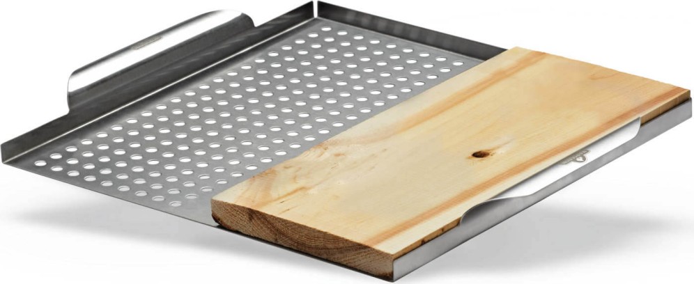 BANDEJA ACERO INOXIDABLE CON PLACA DE MADERA NAP70026