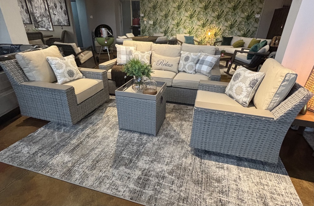 SET SOFA TRIPLE 2 SOFAS INDIVIDUALES GIRATORIOS MESA CENTRO HAI18C35A-W-SV-1