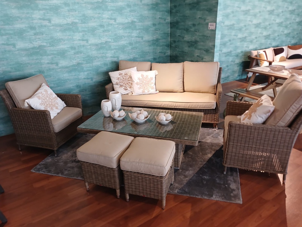 SET SOFA TRIPLE 2 SOFAS INDIVIDUAL OXFORD MESA CENTRO 2 OTO CAFE MIXTO HAI24C037A-W-HH8974