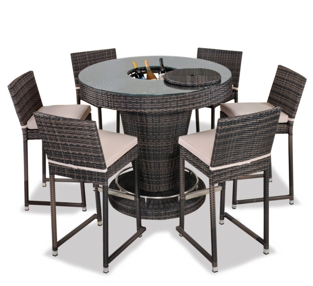 SET BAR MESA NAPOLI CON SEIS SILLAS CAFÉ MIXTO HAI24C041A-HH8974