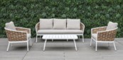 SET SOFA TRIPLE DALLAS  2 SOFAS INDIVIDUALES MESA CENTRO BLANCO HAI21C001A-W-CLB