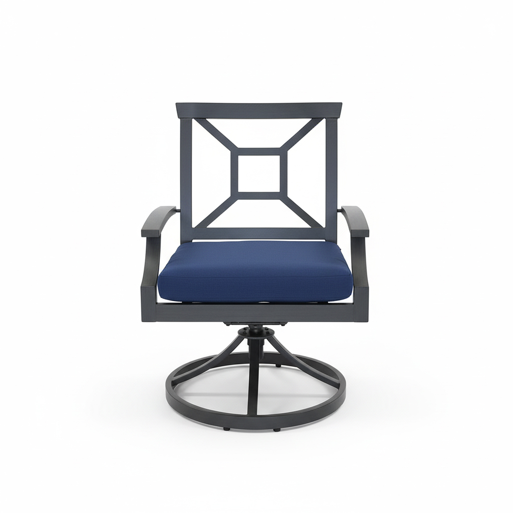SILLA GIRATORIA MARTINEQUE GRIS COJIN AZUL HAI16C065A-V