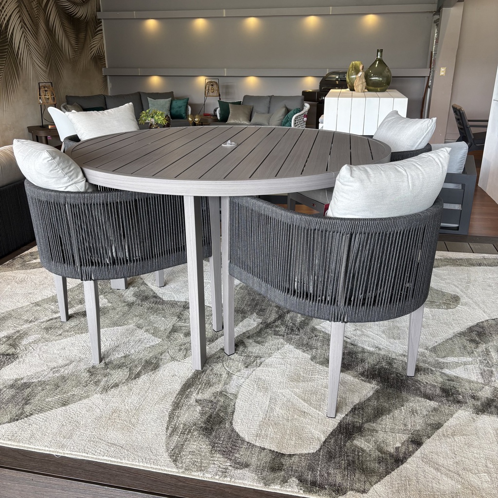 SET COMEDOR MESA REDONDA 4 SILLAS CON BRAZOS HAI23C176A-W