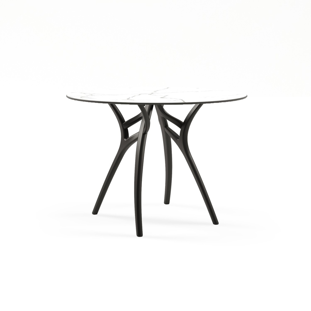 MESA COMEDOR IVY-L BASE NEGRA SOBRE BLANCO Ø77 TILM-TA-IVY1-BLK-HPL1