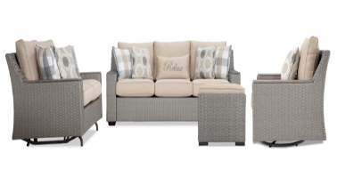 SET SOFA TRIPLE GRIS 2 SOFAS INDIVIDUALES GIRATORIOS OTOMMANO Y MESA CENTRO HAI18C35A-W-SV-1