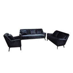 [NEKP1898-0024] Set de sofás Metali, 1 sofá triple + 1 sofá doble + 1 sofá individual, color azul oscuro (Garantía: Estructura 1 año / Tela y cojines 3 meses) ( Uso residencial) Mueble interior