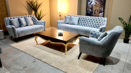 [NEKP1898-0034] Set de sofás Metali, 1 sofá triple + 1 sofá doble + 1 sofá individual, color gris (Garantía: Estructura 1 año / Tela y cojines 3 meses)( Uso residencial) Mueble interior
