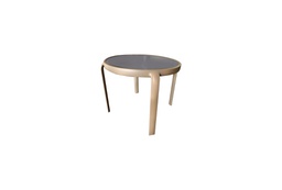 [HAIWLT20RA-PKCA148D] Mesa lateral redonda Saori con sobre de vidrio, color Beige (Garantia: Estructura 1 año) (Mueble exterior) Uso residencial