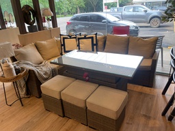 [BL38] SOFA EN L CON MESA AJUSTABLE 3 OTO CAFE CLARO HAI12C053A-W-LS-3D-1