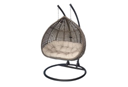 [HAIXN102S-YH8821] COLUMPIO UBUD DOBLE LOVELY BASE HIERRO NATURAL, BASE CAFE, COJIN BEIGE (PTY)