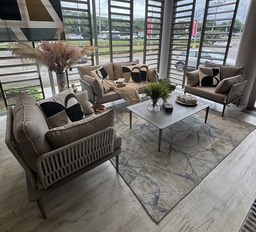 [BL1018] SET SOFA DOBLE  2 INDIVIDUALES PRAGA BEIGE MESA CENTRO