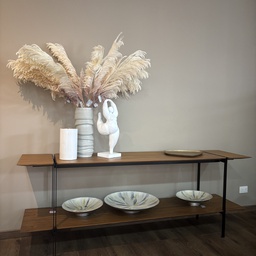 [BL5809] MESA CONSOLA DRUIDA CHAPADO NOGAL FERRAGEM NEGRA