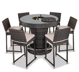 [BL6618] SET BAR NAPOLI MESA CON SEIS SILLAS CAFÉ MIXTO HAI24C041A-HH8974