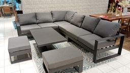 [BL6702] SOFA EN L BRIGHTON 2 OTOMANOS Y MESA ALTA GRIS HAI16C048A