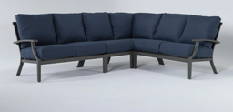 [BL7173] SET SOFA EN L 2 OTO 2 SOFAS INDIVIDUAL MESA DE CENTRO GRIS COJINES AZULES HAI16C067A-LSD