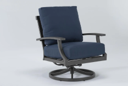[BL7166] SILLA GIRATORIO MARTINEQUE GRIS COJIN AZUL HAI16C067ASV- P3016