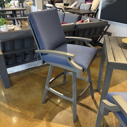 [BL7156] SILLA BAR MARTINIQUE GRIS COJIN AZUL HAI16BC067A-P3016