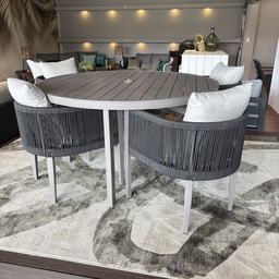 [BL7180] SET COMEDOR MESA REDONDA 4 SILLAS CON BRAZOS HAI23C176A-W