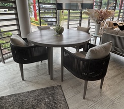 [BL7180] SET COMEDOR MESA REDONDA 4 SILLAS CON BRAZOS HAI23C176A-W