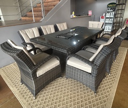 [BL7195] SET COMEDOR MESA 200X100 CM OCHO SILLAS CAFE OSCURO HAI12T002-200100-JY78098