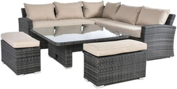 [BL7197] SET SOFA EN L MESA CENTRO 2 OTO FIBRA CAFE MIXTO HAI16C122A-JY78098