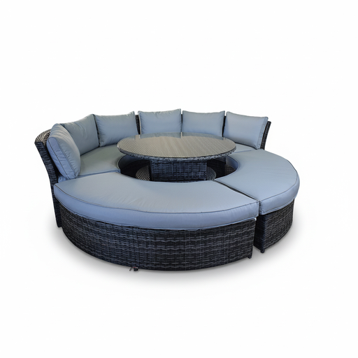 SET MEDIA LUNA SOFA Y BANCAS NAPOLI GRIS COJINES GRIS HAI18C151A-W-O-1 