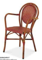 [BL7358] SILLA PARIS 8 ROJO CON BRAZOS BROWN RATTAN J5AC3508N04RAT