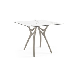 [BL7403] MESA COMEDOR IVY-L BASE MARRON SOBRE BLANCO 90X90CM TILM-TA-IVY5-BLK-HPL4