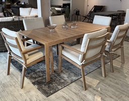 [BL7519] SET COMEDOR RECTANGULAR 6 SILLAS GRIS ACABADO TEAK HHAI19C075A-C -24T202