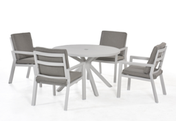 [BL7608] SET COMEDOR BLANCO REDONDO 4 SILLAS  HAI18T060-120RA